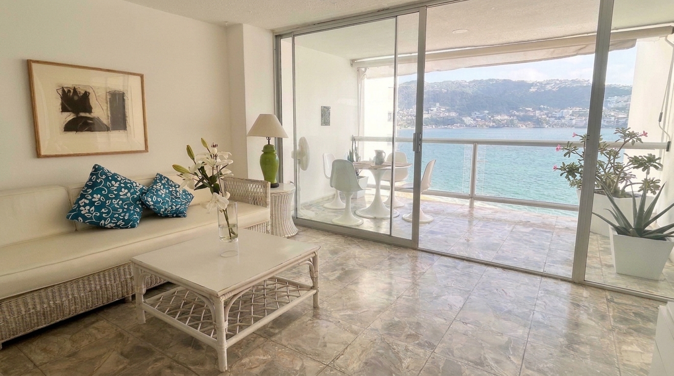 The living area opening onto the terrace